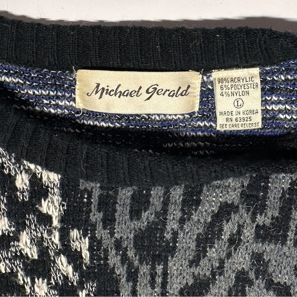 Vintage Michael Gerald 80s 90s Retro Knit Sweater Cobain Size Large